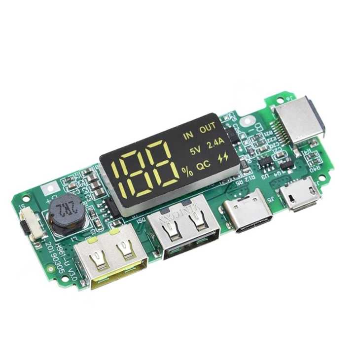 LED DUAL USB 5V 2.4A MICRO/TYPE-C USB MOBILE POWER BANK 18650 CHARGER MODULE