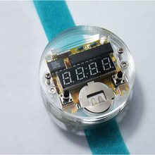 DIY LED DIGITAL WATCH ELECTRONIC CLOCK KIT WITH TRANSPARENT COVER BLUE WATCH BAND