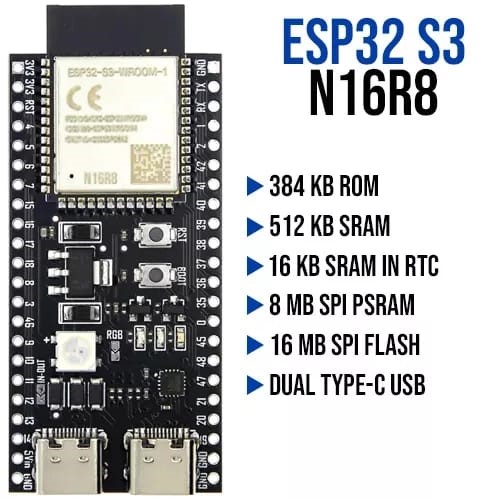 ESP32-S3-N16R8 DEVELOPMENT BOARD (44PIN)  TYPE-C*2