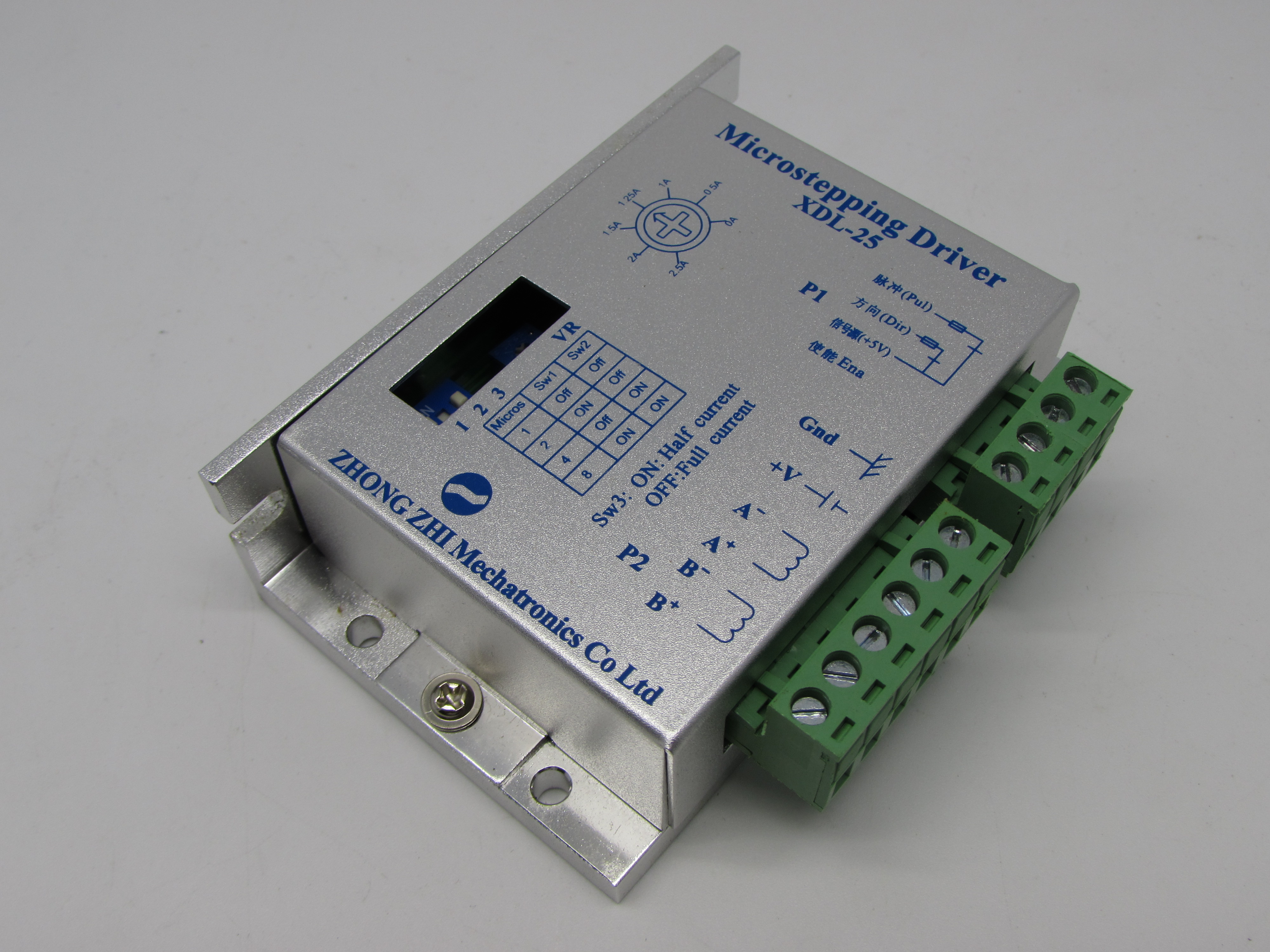 STEPPER MOTOR DRIVER (XDL-25)
FEATURES
POWER SUPPLY:15-40V DC T/VOL:DC:24V
PHASE CURRENT: 0.48-2.0A
SLELECTABLE RESOLUTIONS:FULL STEP AND HALF STEP
TTL COMPATIBLE
SUITABLE FOR 2PHASE SERIES MOTORS:20,28,35,39,42,57
T/DIMENSION: 95*76*45MM