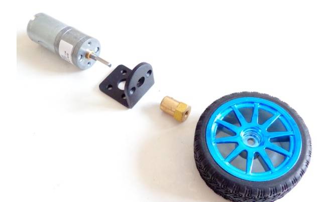 1SET GEAR MOTOR KIT (12V 100RPM GEAR MOTOR/37MM MOTOR MOUNTING BRACKET/6MM COUPLING/65MM CAR WHEEL/MATCHING SCREWS)