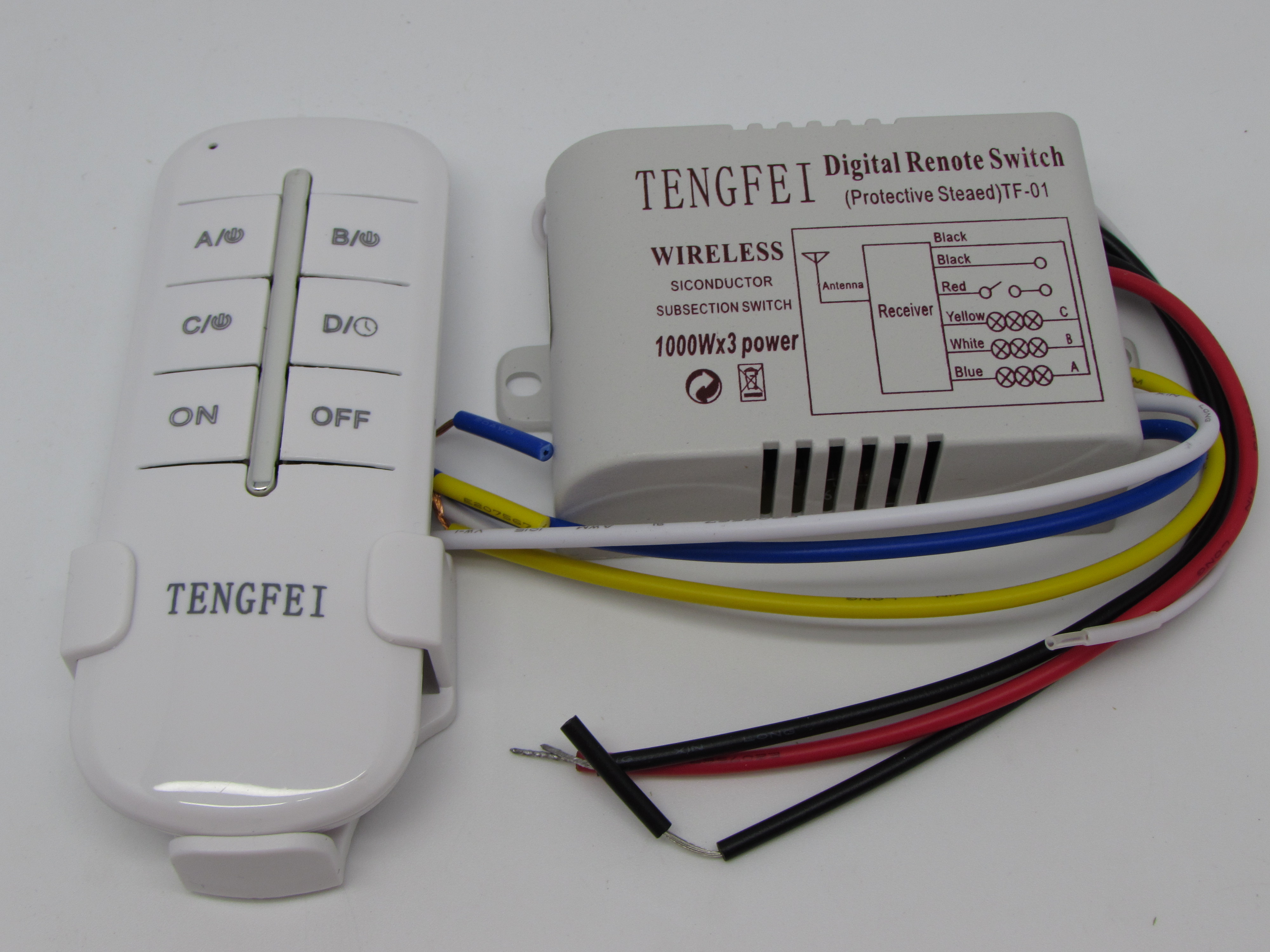 1CHANNEL WIRELESS REMOTE CONTROL SWITCH (TUOXIN)
2CHANNEL WIRELESS REMOTE CONTROL SWITCH (TENGFEI)
3CHANNEL WIRELESS REMOTE CONTROL SWITCH (TENGFEI)
4CHANNEL WIRELESS REMOTE CONTROL SWITCH (TUOXIN)