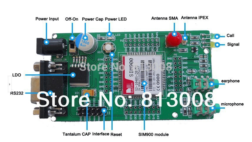 SIMCOM SIM900 GPRS/GSM QUAD BAND MODULE DEVELOPMENT BOARD LBS+MMS
SUPPORT ARDUINO UNO TTL