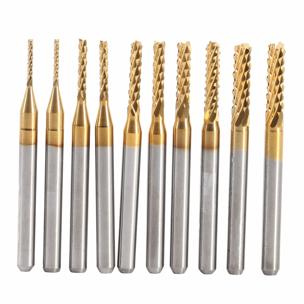 CARBIDE END MILL CNC PCB ENGRAVING BIT TUNGSTEN COATING 1/8" SHANK CUTTING TOOL
 3.175-1.0/1.5/2.0/2.5/3.0MM SET