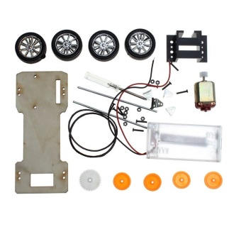 WOODEN HANDCRAFT DIY FOUR WHEEL DRIVE ELECTRIC CAR