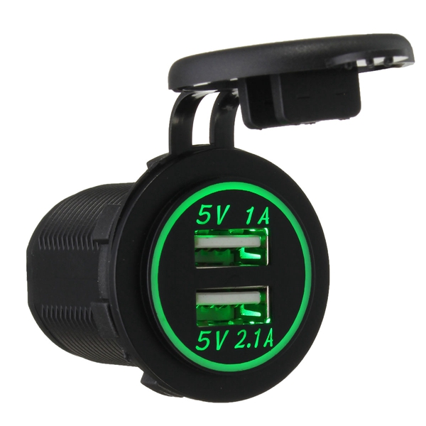 5V 2.1A DUAL USB CAR CHAGER ADAPTER WITH LIGHT
SOCKET WATERPROOF