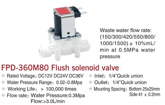¼” PORT PLASTIC WATER SOLENOID VALVES 0.42-300MPA FOOD GRADE
(24V)(FPD-360M80L) QUICK UNION