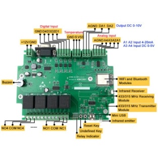KINCONY A4 SMART HOME AUTOMATION MODULE 
CONTROLLER WIFI RELAY ESP32 DEVELOPMENT BOARD CODE BY ARDUINO IR RF REMOTE DIMMER SWITCH